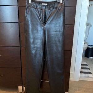 Babaton Black Faux Leather Mini Skirt with Front Zip